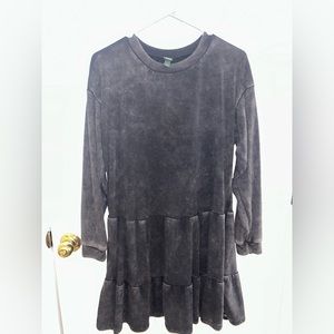 Wild Fable Distressed Dark Gray Long Sleeve Sweatshirt Dress
